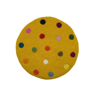 "Spotty" Filz Untersetzer rund, ca. 20 cm, Goldgelb