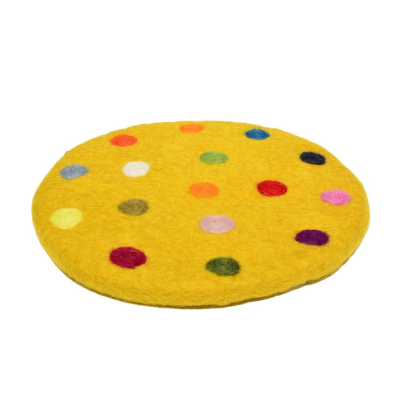 "Spotty" - Filz Untersetzer rund ca. 20 cm - Grundfarbe: Goldgelb