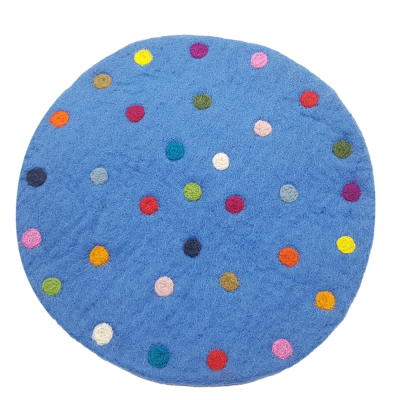 Sitzkissen rund ca. 35 cm "Spotty" - helles blau mit Tupfen