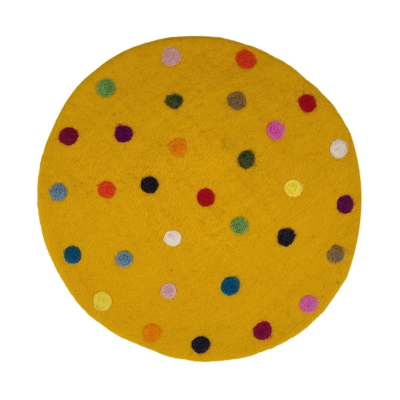 Sitzkissen rund ca. 35 cm "Spotty" - gelb mit Tupfen