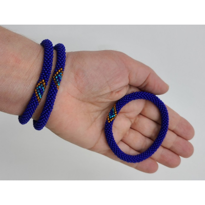 Armband, 3er Set - Muster #19 Royalblau mit Raute