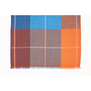 Mehrfarbiger Wollschal (50 * 180 cm), Orange/ Blau