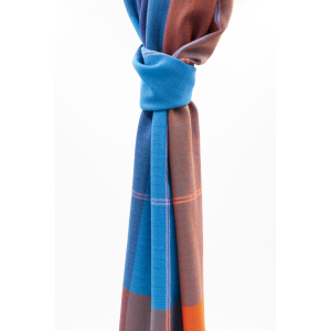 Mehrfarbiger Wollschal (50 * 180 cm), Orange/ Blau