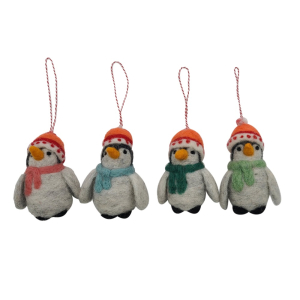 Filz Deko: Pinguin mit Mütze (4er Set)