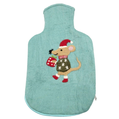 Wärmflaschenüberzug Maus mit Geschenk, mint (2,0l)